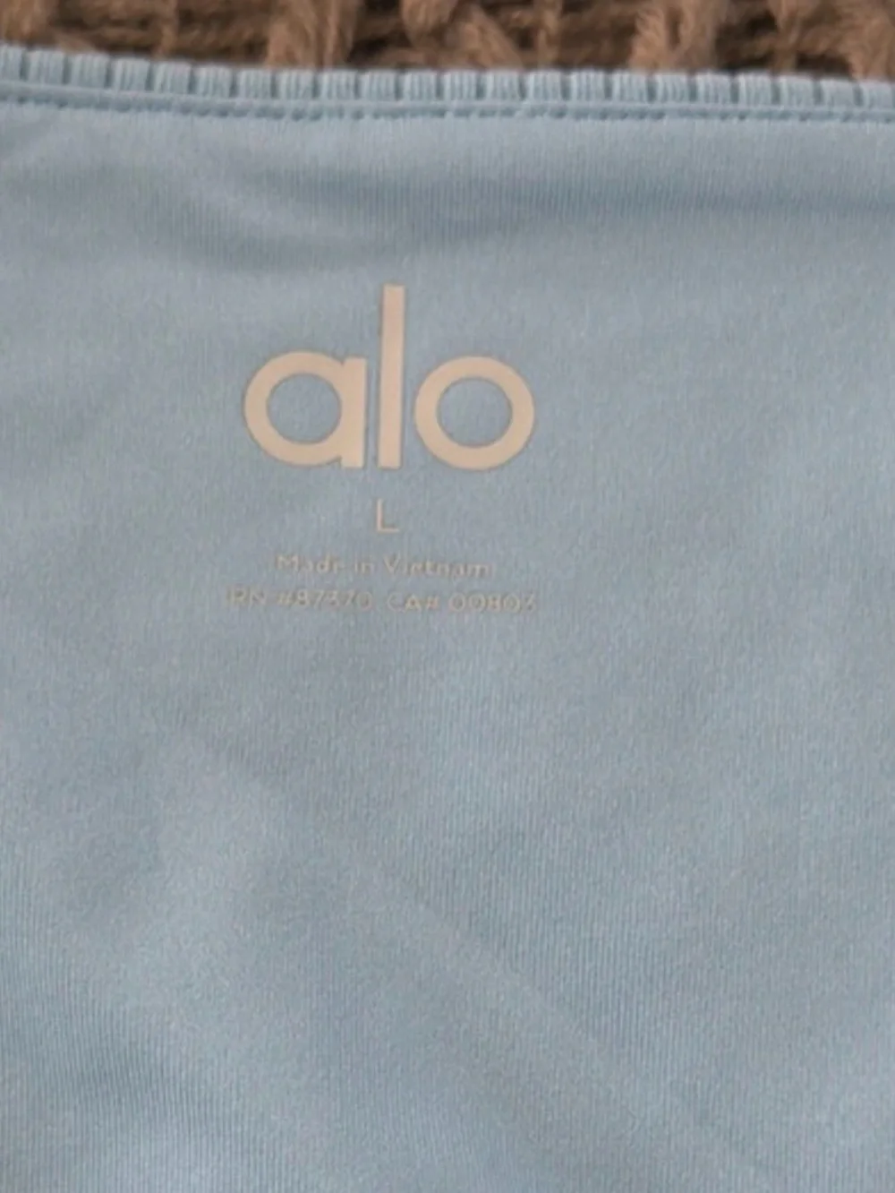 ALO Yoga Blissful Henley Bra Top in Sky Blue Size Large